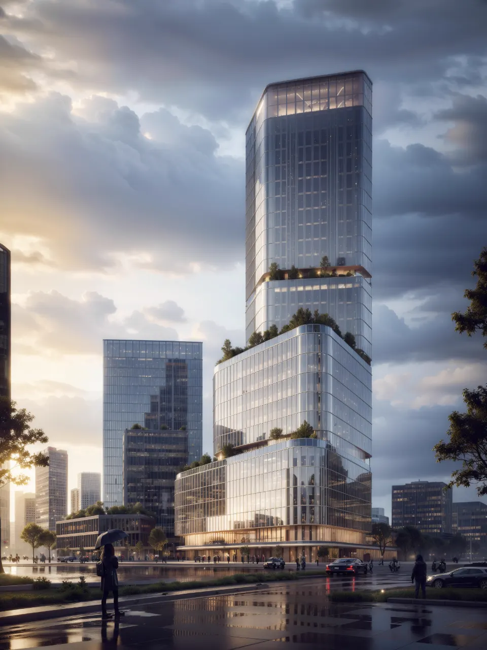 Tower over a city